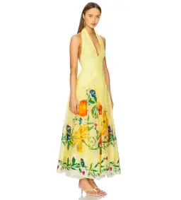 Alemais Dahlia Halter Maxi Dress Gown in Yellow Size AU 14 for rent on The Volte - image 2