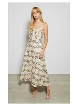 Bec & Bridge Franco Midi Dress Snakeskin Print Size AU 8 for rent on The Volte - image 1