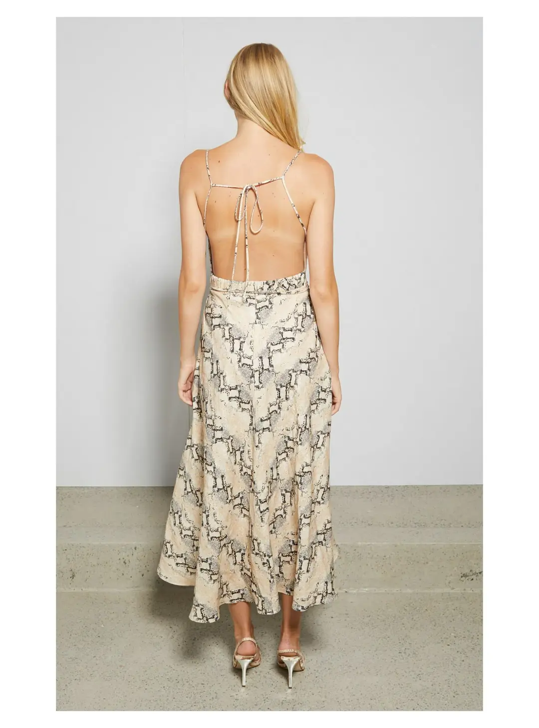 Bec & Bridge Franco Midi Dress Snakeskin Print Size AU 8 for rent on The Volte - main image