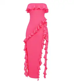 House of CB Sarina Ruffle Maxi Dress Fuchsia Size XS / AU 6 for rent on The Volte - image 4