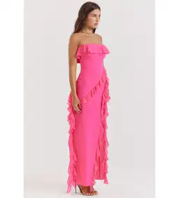 House of CB Sarina Ruffle Maxi Dress Fuchsia Size XS / AU 6 for rent on The Volte - image 2