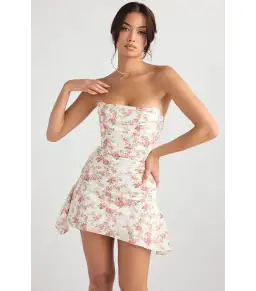House Of CB Jasmine Draped Strapless Corset Dress Rose Print Size M / AU 10 for rent on The Volte - image 2