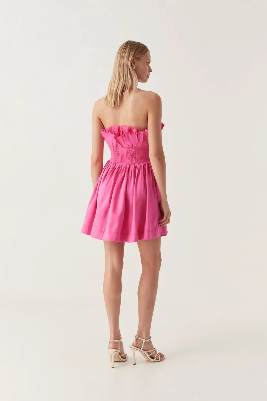 Aje Whisper Layered Mini Dress Pink Size 8 for rent on The Volte - main image