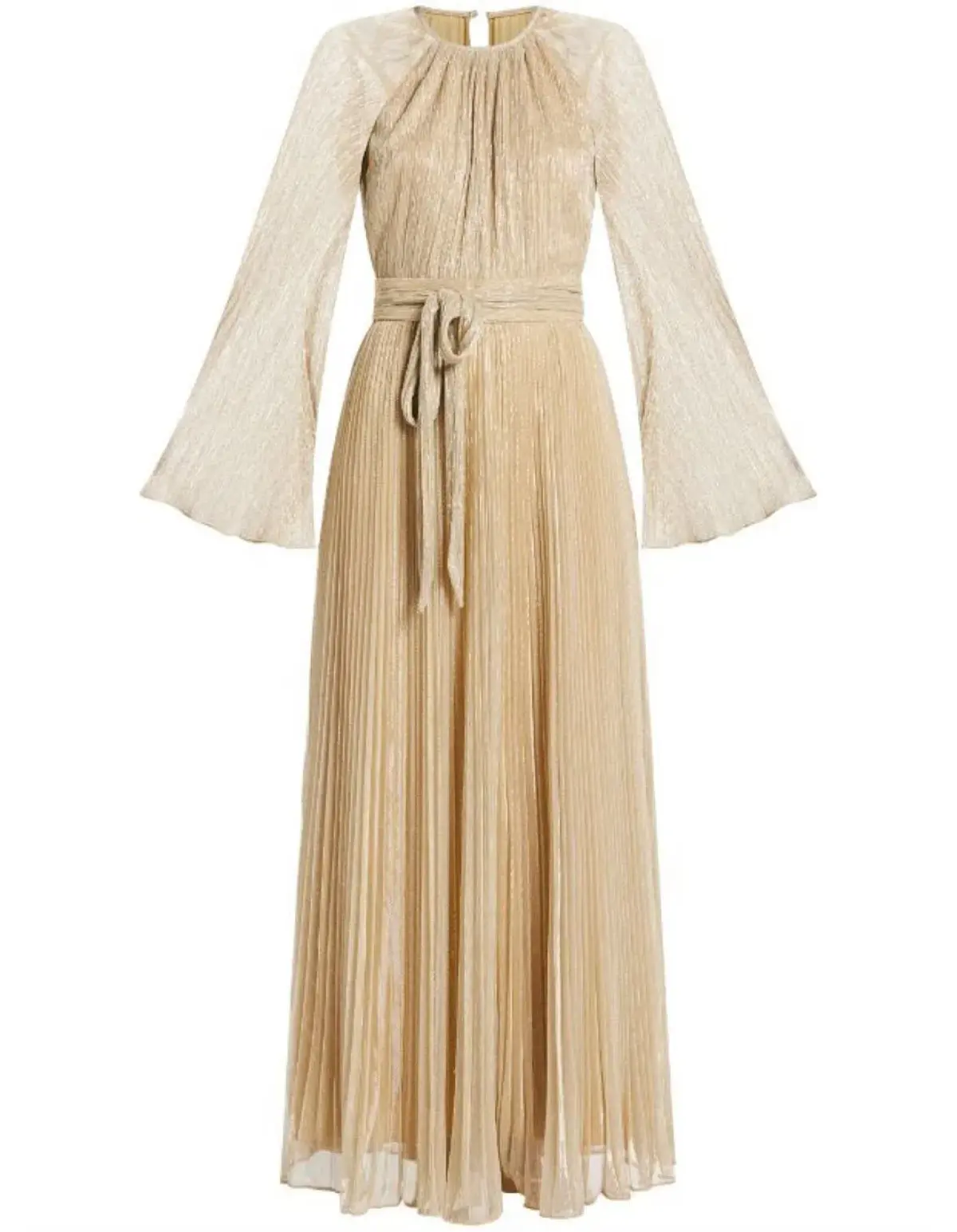 Simkhai Long Sleeve Belted Maxi Gown Gold Size 12/8 - Image 3