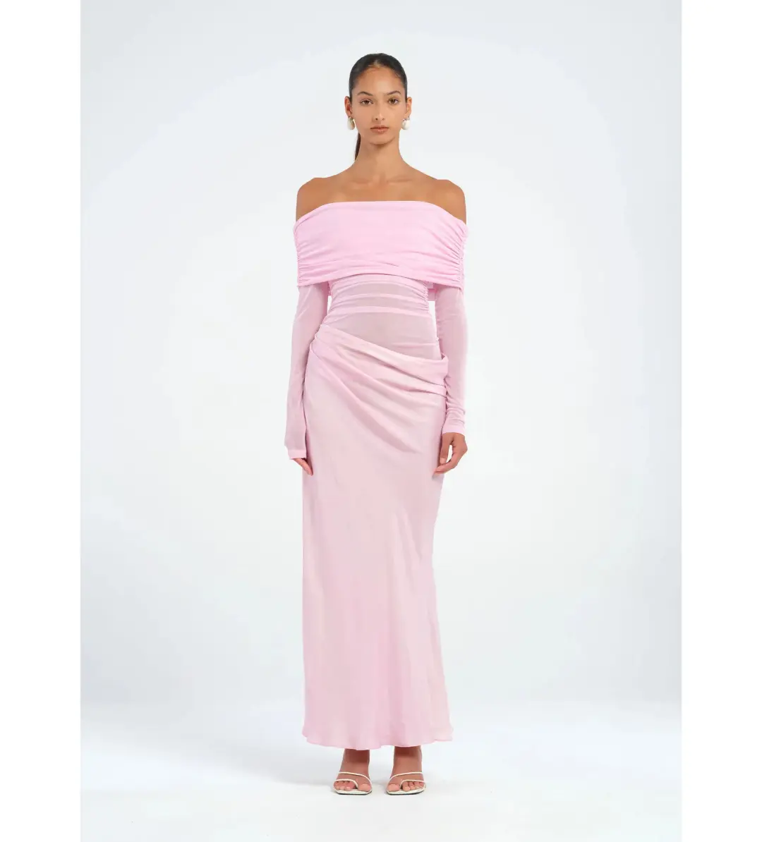 Benni Yasmin Off Shoulder Maxi Baby Pink Size 6 for rent on The Volte - main image