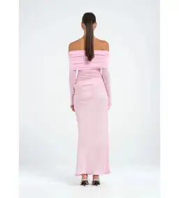 Benni Yasmin Off Shoulder Maxi Baby Pink Size 6 for rent on The Volte - image 3