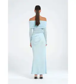 Benni Yasmin Off Shoulder Maxi Dress Baby Blue Size 6 for rent on The Volte - image 3