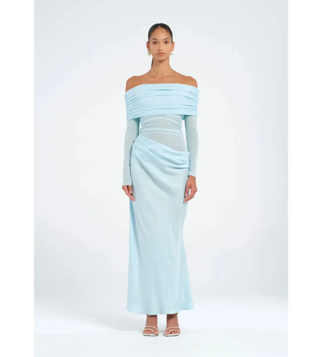 Benni Yasmin Off Shoulder Maxi Dress Baby Blue Size 6 for rent on The Volte - main image