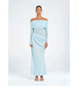 Benni Yasmin Off Shoulder Maxi Dress Baby Blue Size 6 for rent on The Volte - image 1