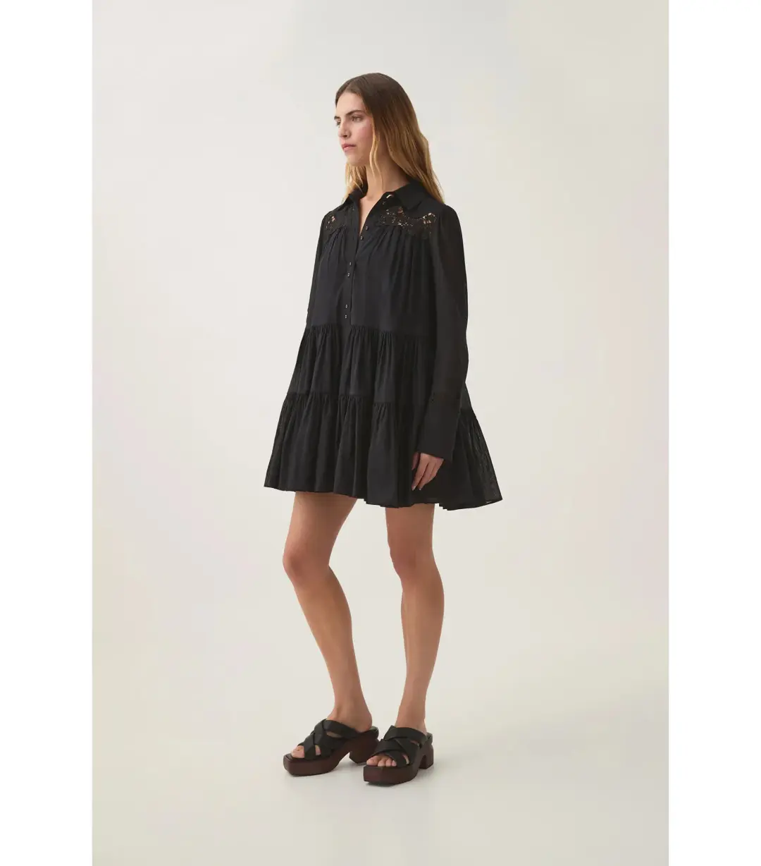 Aje Charmer Lace Trim Mini Dress Black Size AU 6 for rent on The Volte - main image