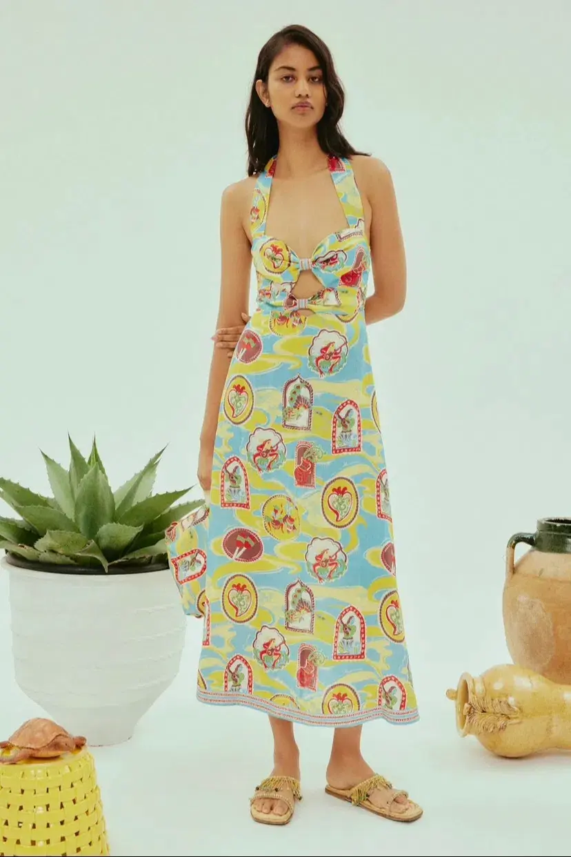 Alemais Emilio Midi Dress Print Size 10 for rent on The Volte - main image