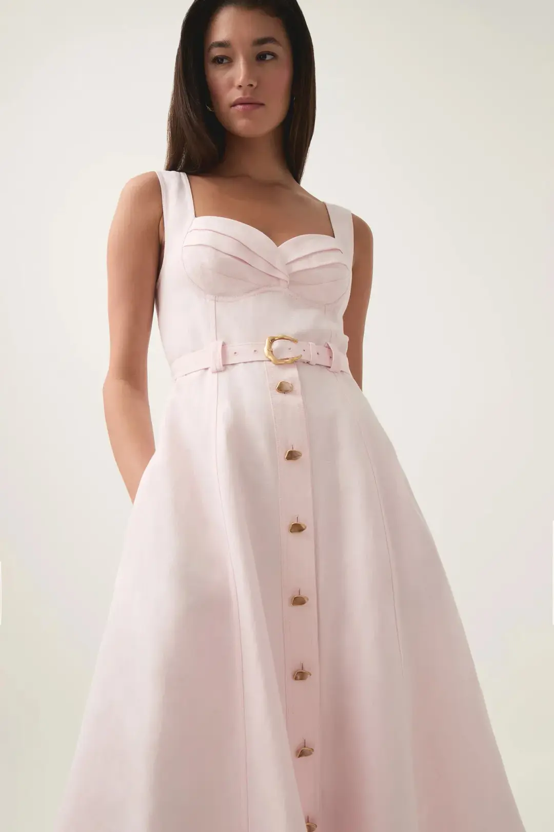 Aje Primary Belted Midi Blush AU Size 8 for rent on The Volte - main image