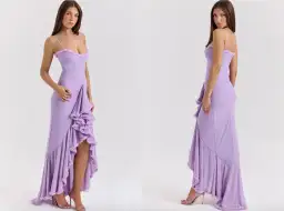 House of CB Gabbi Orchid Mesh Ruffled Front Gown Purple Lilac Size S AU 8 for rent on The Volte - image 3
