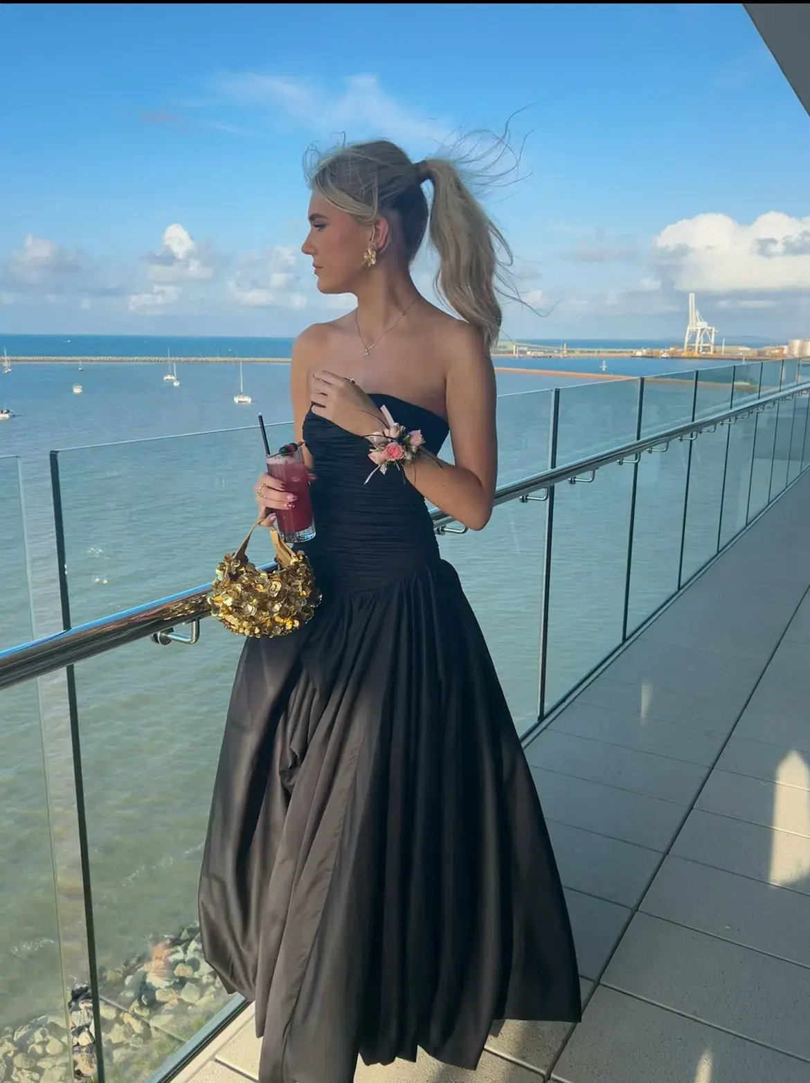 Aje Bubble Hem Maxi Dress Black Size 6 - Image 5