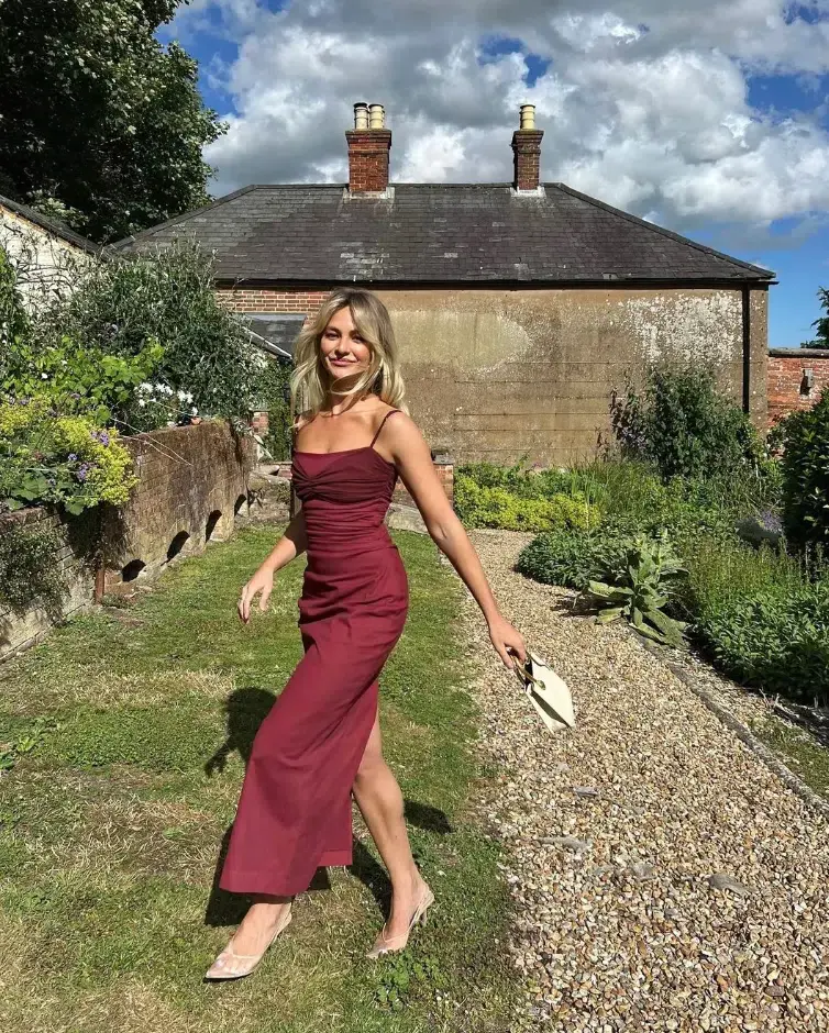 Arcina Ori Kinsley Dress Maxi Burgundy Size AU 8 for rent on The Volte - main image