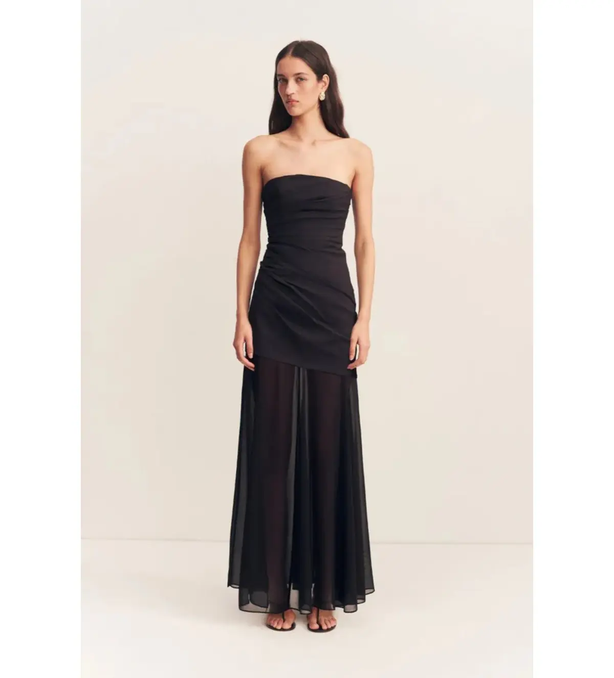 Shona Joy Blainey Strapless Draped Maxi Dress Black Size AU 8 - Image 1