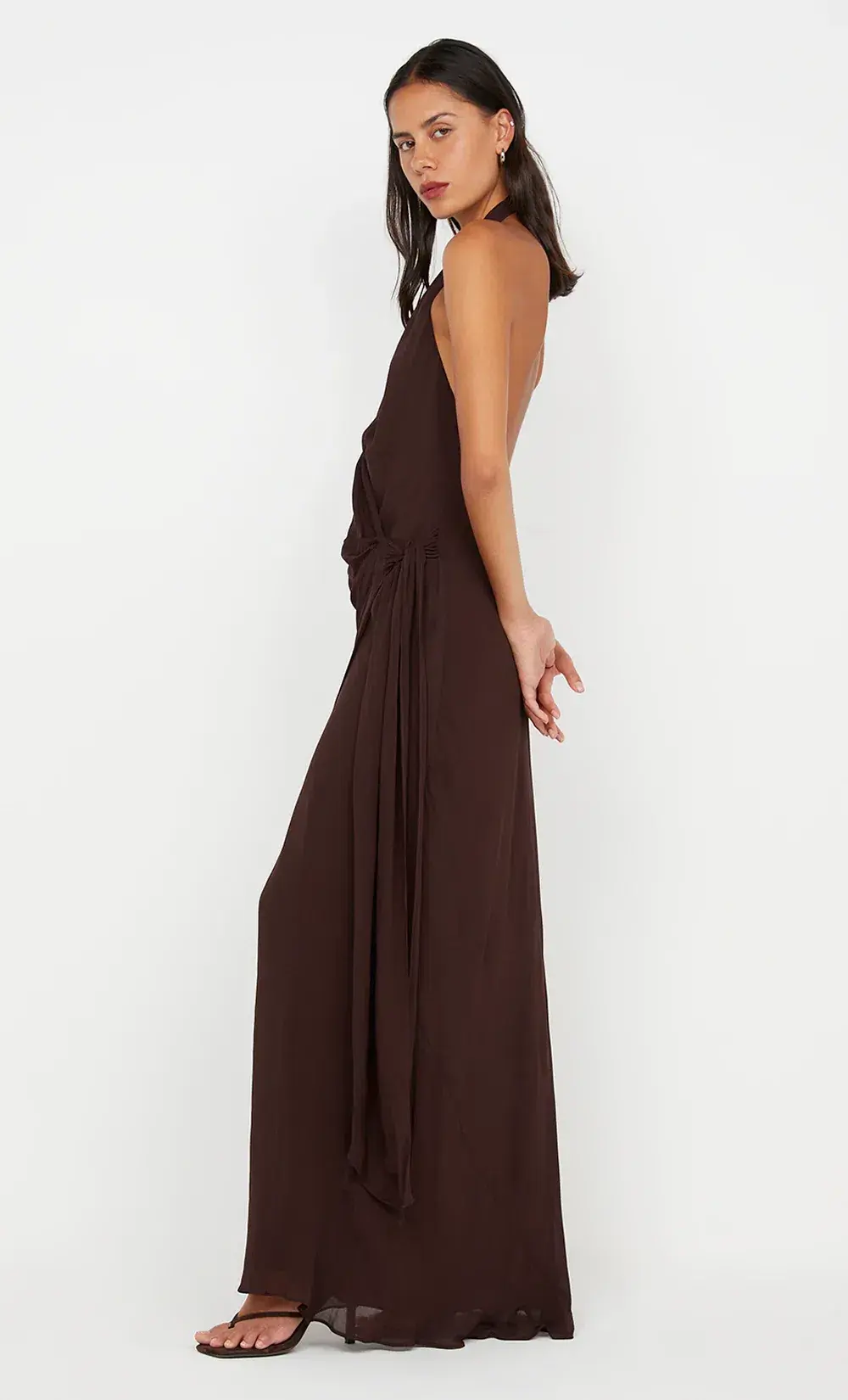 Bec & Bridge Soneva Wrap Dress Chocolate Brown Size 8 for rent on The Volte - main image