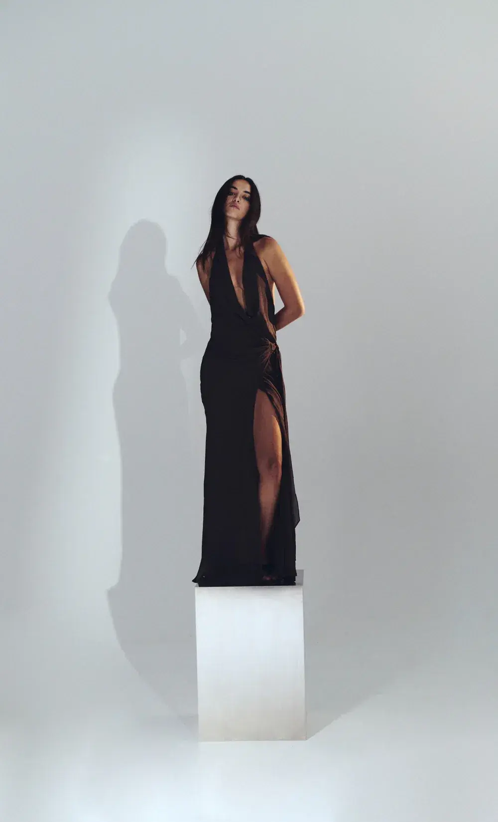 Bec & Bridge Soneva Wrap Dress Chocolate Brown Size 8 for rent on The Volte - main image