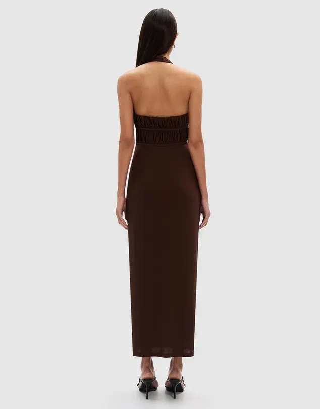 Misha Celine Mesh Midi Dress Espresso Size 6/XS for rent on The Volte - main image