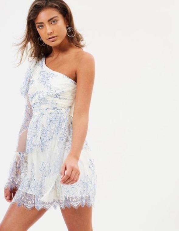 Alice McCall Isn’t She Lovely Dress in Creme & Cobalt Size 6 for rent on The Volte - main image