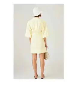 Oroton Cotton-Linen Full Sleeve Sorbet Yellow Dress Size 10 for rent on The Volte - image 3
