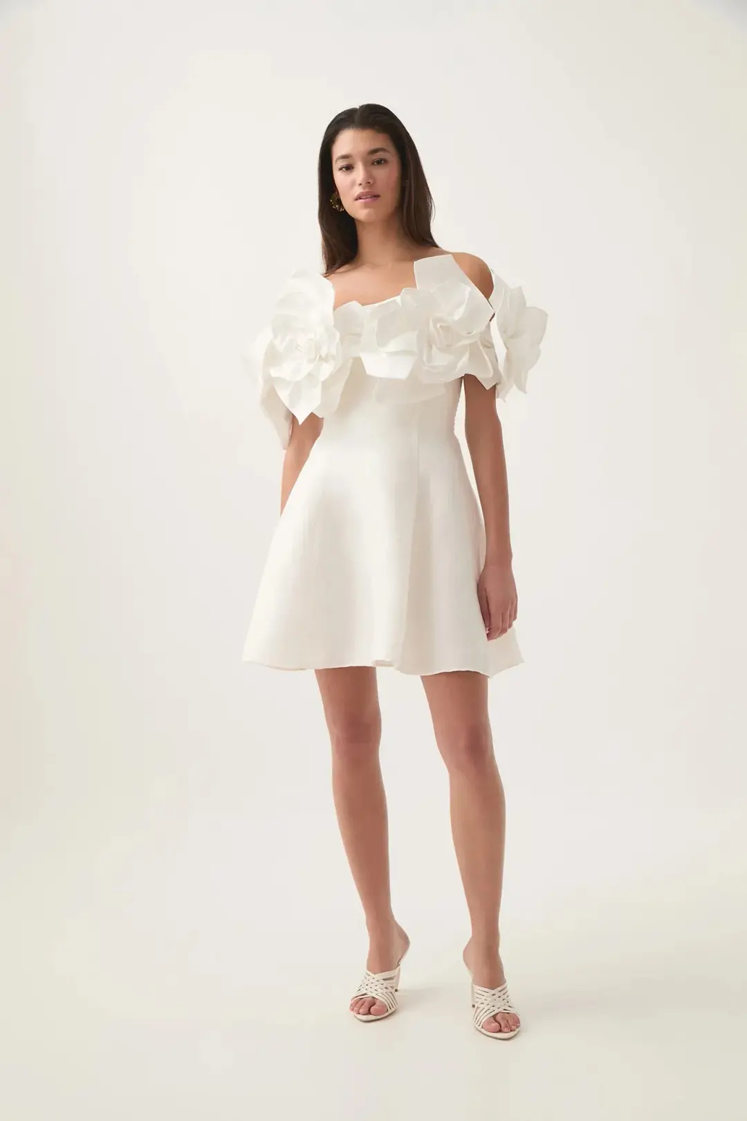 Aje Etta Mini Dress Ivory Size 14 for rent on The Volte - main image