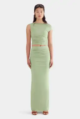 Venroy Drapped Jersey Top and Skirt Set in Mint Green Size M/AU 10 for rent on The Volte - image 1