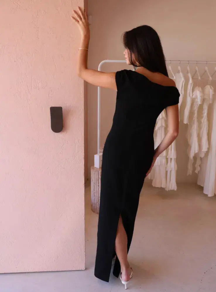 By Nicola Vivian Crepe Maxi Dress Black Size 8 for rent on The Volte - main image