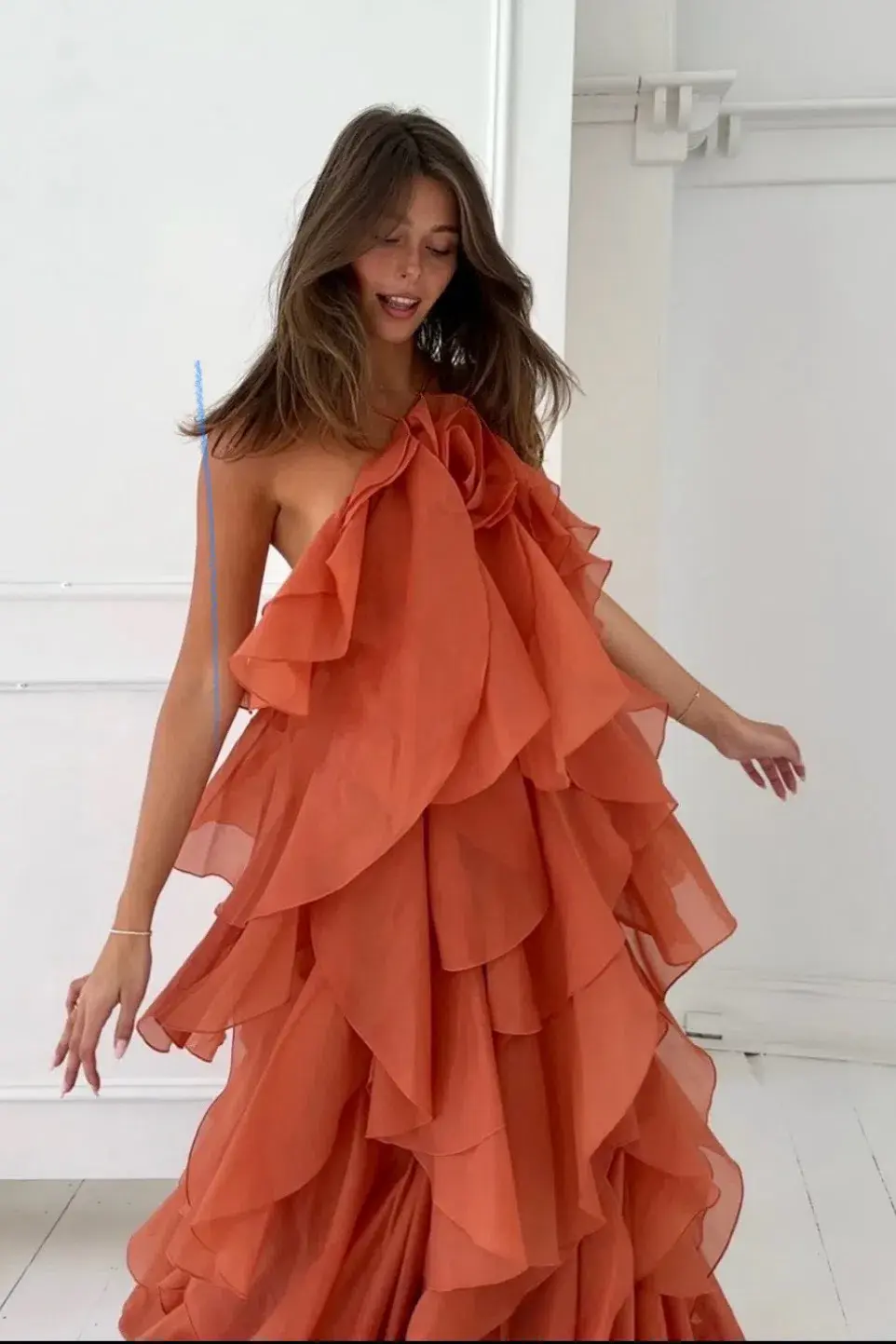 Aje Pandorea Maxi Dress Coral Clay Size 16 for rent on The Volte - main image