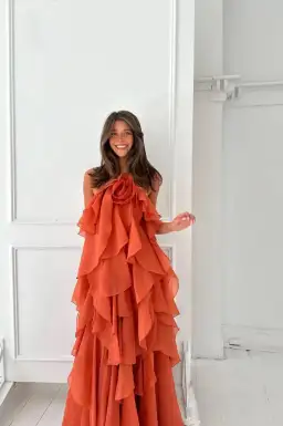 Aje Pandorea Maxi Dress Coral Clay Size 16 for rent on The Volte - image 1