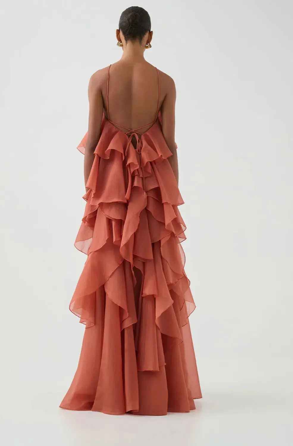 Aje Pandorea Maxi Dress Coral Clay Size 16 for rent on The Volte - main image