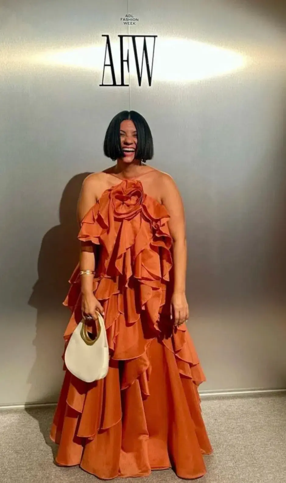 Aje Pandorea Maxi Dress Coral Clay Size 16 for rent on The Volte - main image