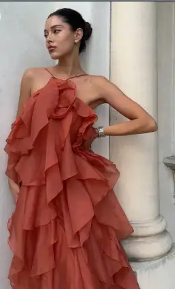 Aje Pandorea Maxi Dress Coral Clay Size 16 for rent on The Volte - image 3