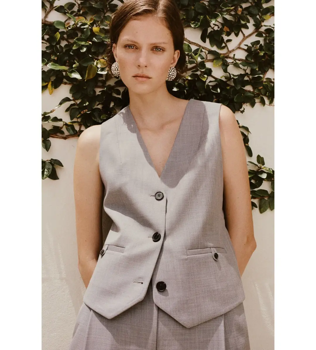 Shona Joy Asher Oversized Tailored Vest in Steel Grey Size AU 8 for rent on The Volte - main image