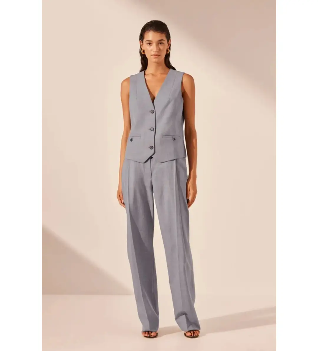 Shona Joy Asher Oversized Tailored Vest in Steel Grey Size AU 8 for rent on The Volte - main image