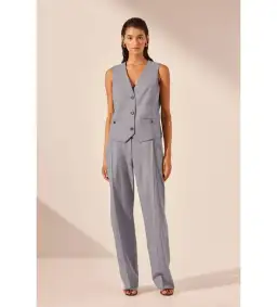 Shona Joy Asher Oversized Tailored Vest in Steel Grey Size AU 8 for rent on The Volte - image 1