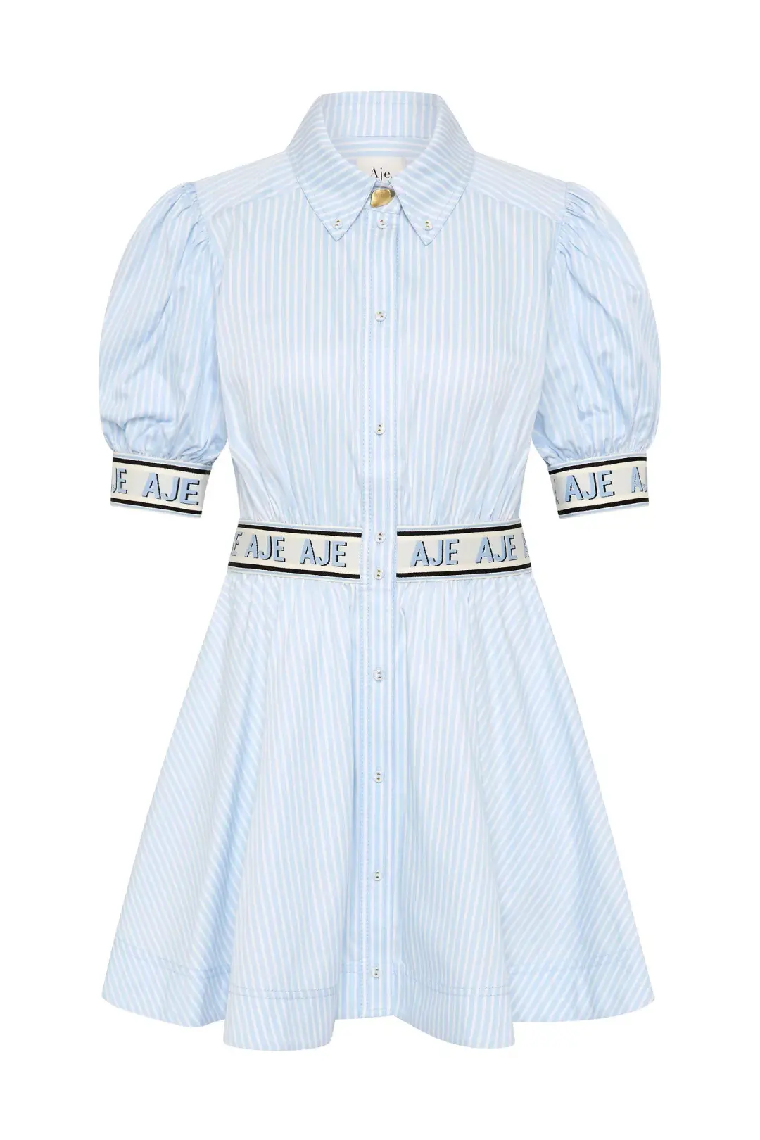 Aje Harling Logo Mini Dress in Muted Sky Size AU 8 for rent on The Volte - main image