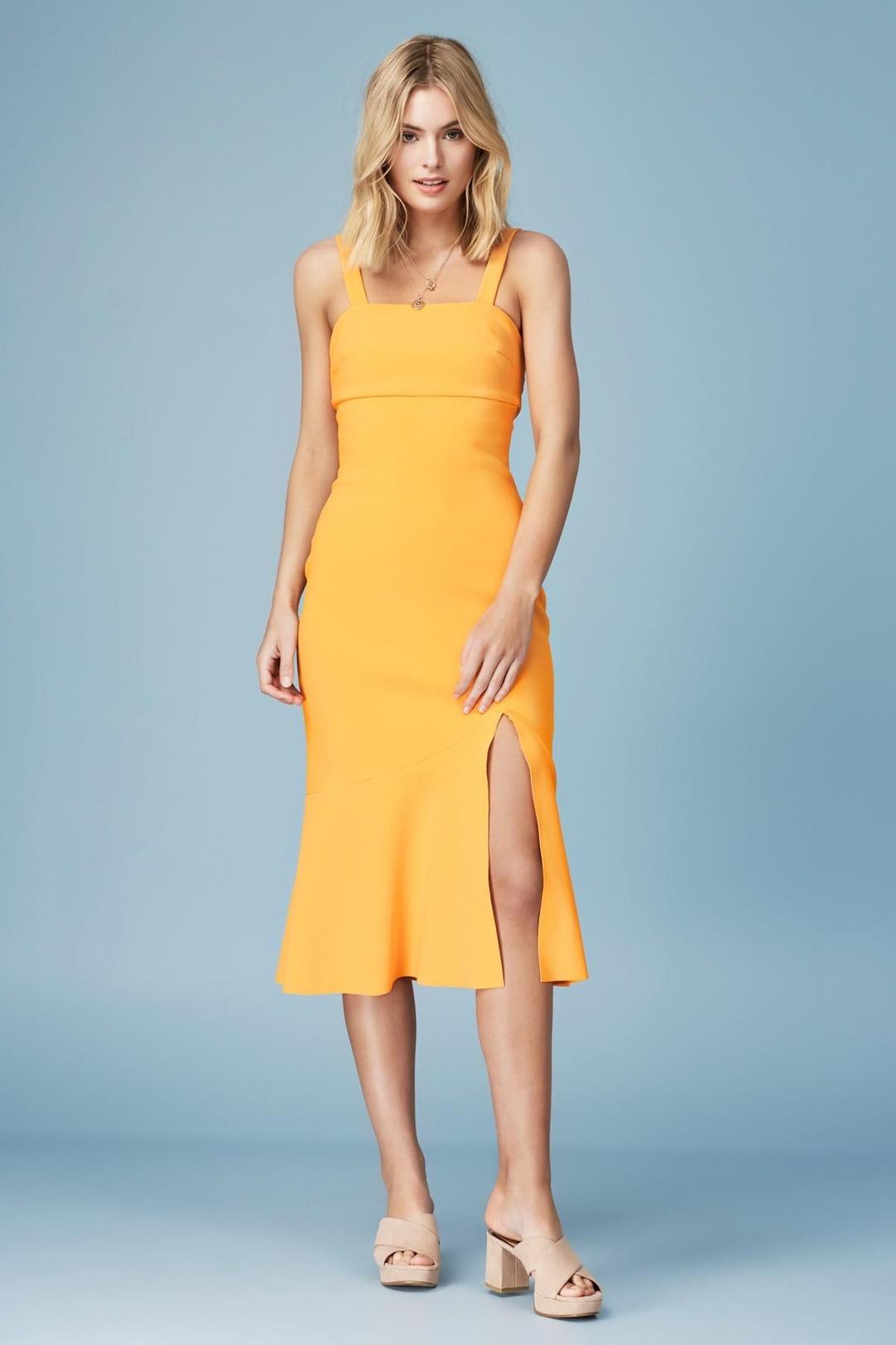 Finders Keepers Tribute Sorbet Midi Dress Yellow Size 10 for rent on The Volte - main image