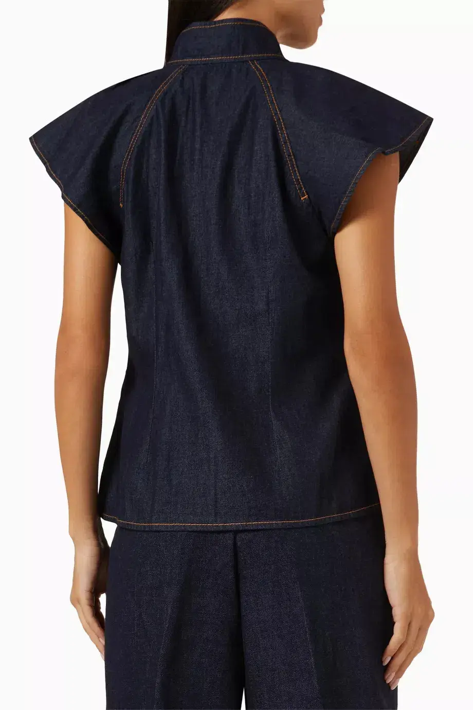 Zimmermann Crush Flutter Sleeve Shirt in Night Sky Size AU 12 for rent on The Volte - main image