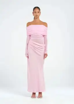 Benni Yasmin Off Shoulder Maxi Dress Baby Pink Size 8 for rent on The Volte - image 1