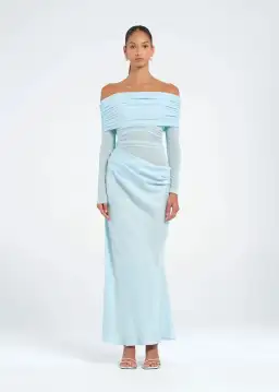 Benni Yasmin Off Shoulder Maxi Dress Baby Blue Size 8 for rent on The Volte - image 1