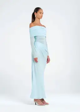 Benni Yasmin Off Shoulder Maxi Dress Baby Blue Size 8 for rent on The Volte - image 2