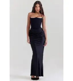 House of CB Persephone Strapless Corset Maxi Dress in Black Size Large / AU Size 12 for rent on The Volte - image 1