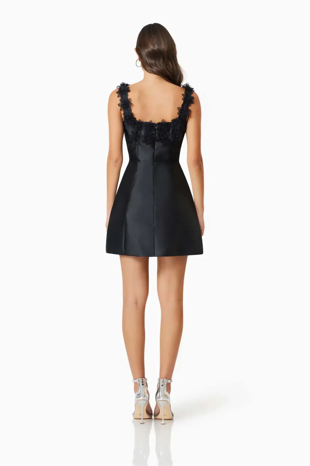 Elliatt Elder Floral Decal Applique Mini Dress In Black AU 8 for rent on The Volte - main image