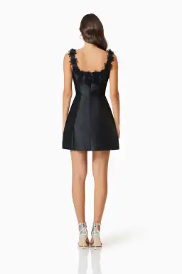 Elliatt Elder Floral Decal Applique Mini Dress In Black AU 8 for rent on The Volte - image 3