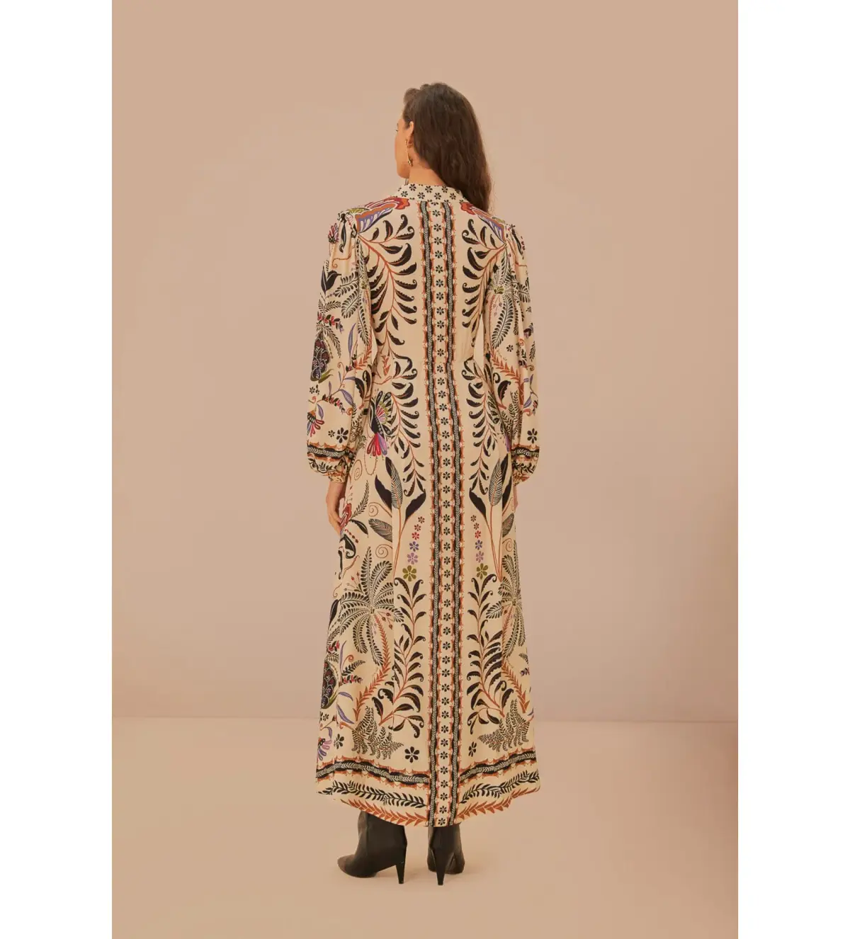 Farm Rio Sand Classic Nature Maxi Dress in Beige Size L/ AU 16 - Image 4