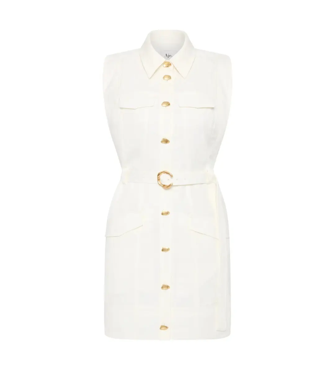 Aje Dulcet Logo Mini Dress in Ivory Size AU 8 for rent on The Volte - main image