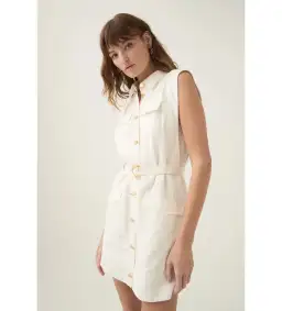 Aje Dulcet Logo Mini Dress in Ivory Size AU 8 for rent on The Volte - image 2