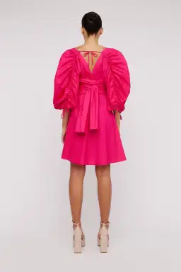 Scanlan Theodore Parachute Gather Sleeve Mini Dress Fuchsia Size 8 for rent on The Volte - image 2
