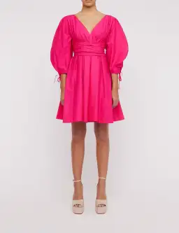 Scanlan Theodore Parachute Gather Sleeve Mini Dress Fuchsia Size 8 for rent on The Volte - image 1